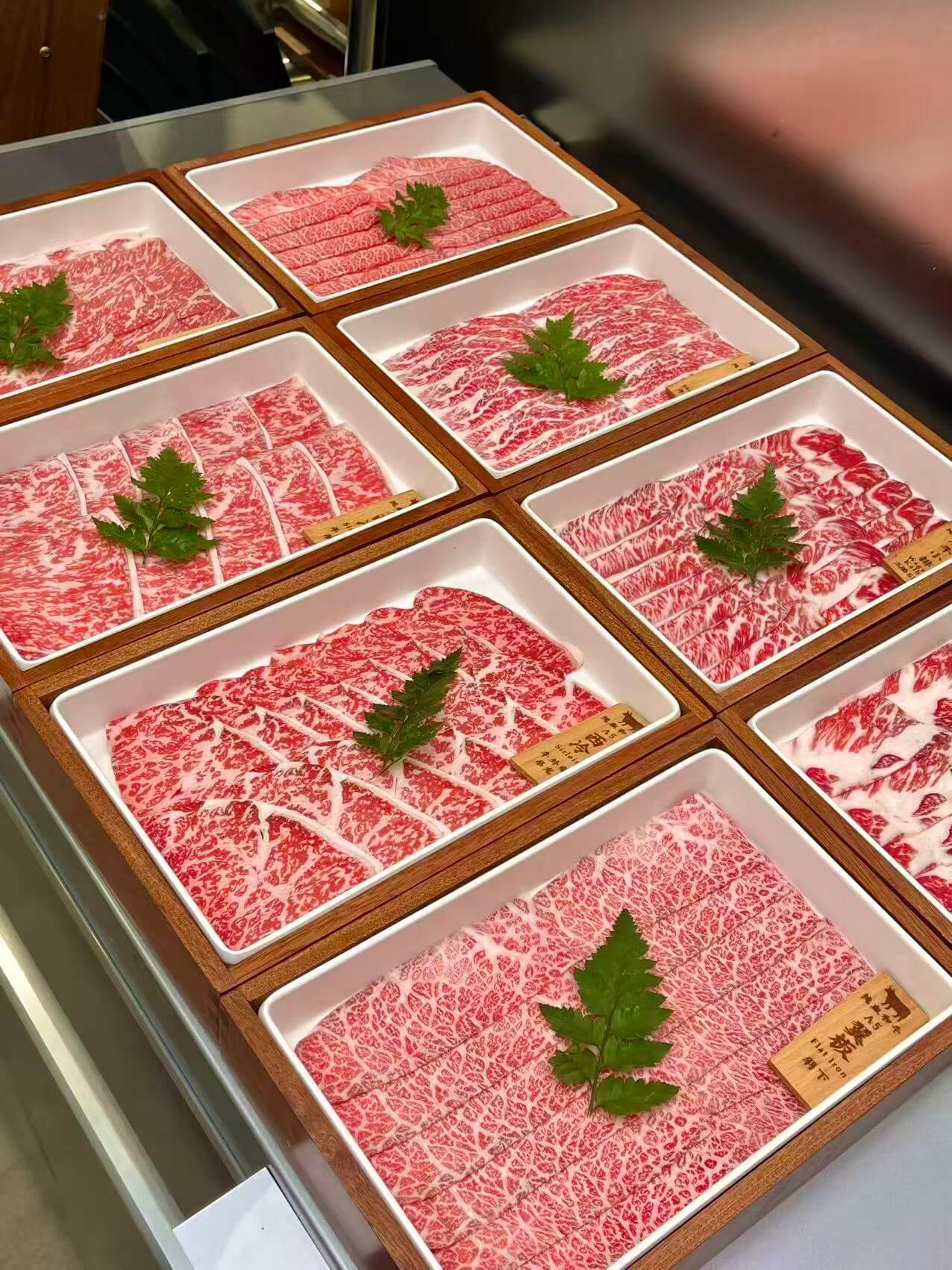 同等级多个部位的和牛对比实拍